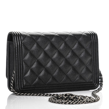Chanel Calfskin Quilted Boy Wallet On Chain WOC Black 3 of 8
