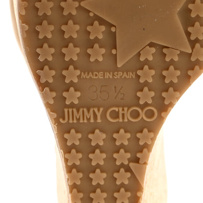 Jimmy Choo Patent Calfskin Perfume Cork Wedge Sandals 35.5 Nude 8 of 9