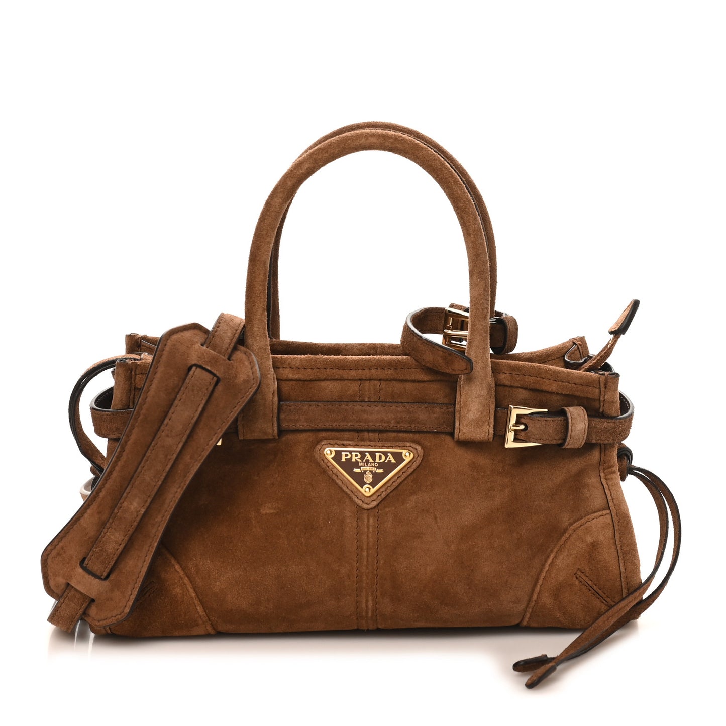 Suede Triangle Mini Bonnie Shoulder Bag Cacao