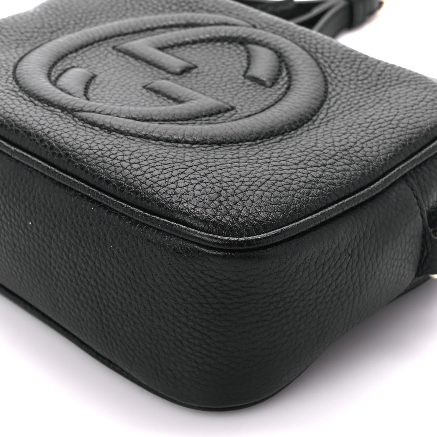 Pebbled Calfskin Small Soho Disco Bag Black