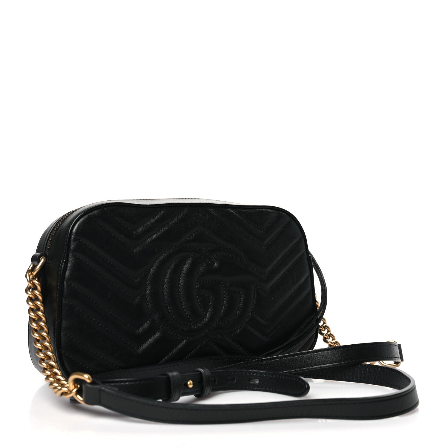 Gucci Calfskin Matelasse Animal Studs Small GG Marmont Chain Shoulder Bag Black 3 of 10