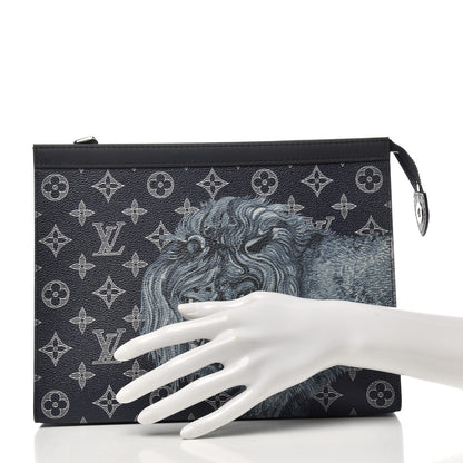 Louis Vuitton Savane Monogram Chapman Lion Pochette Voyage MM Ink 2 of 6