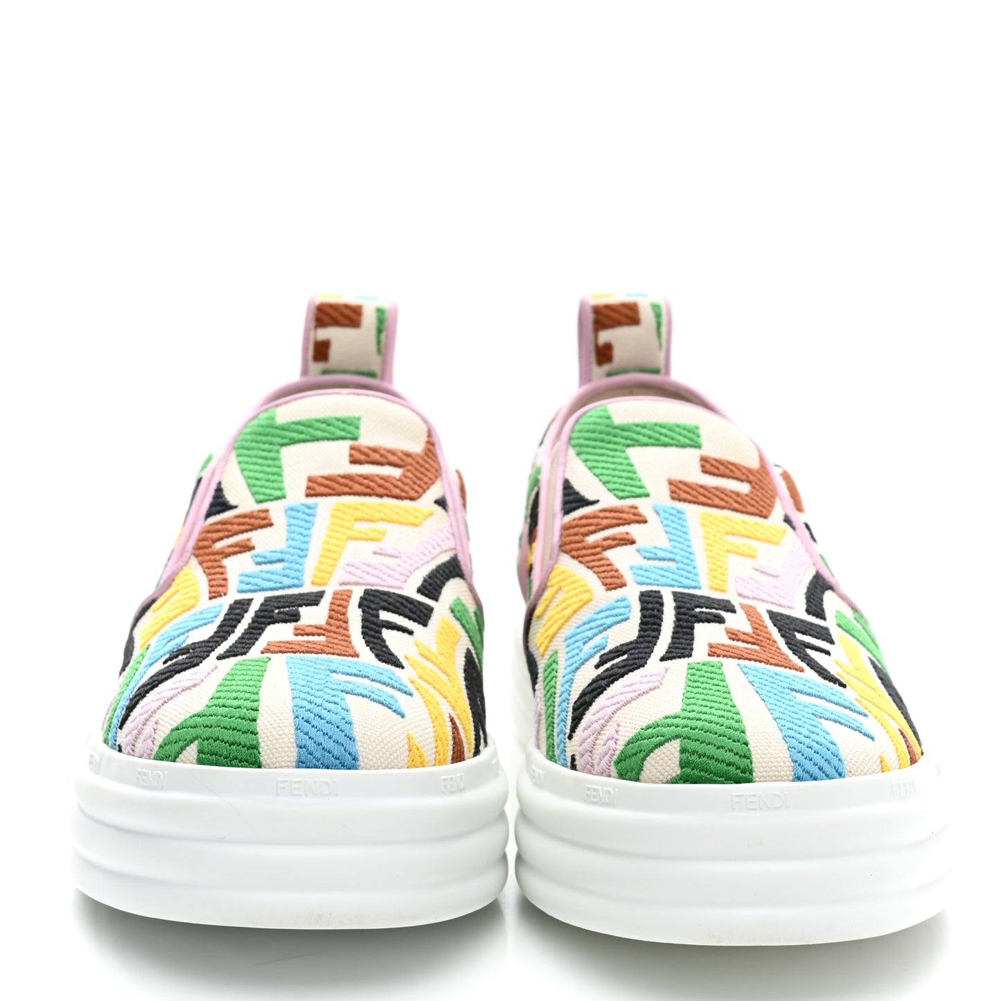 X SARA COLEMAN Canvas FF Vertigo Embroidered Womens Rise Slip On Sneakers 36.5 Grezzo Multicolor