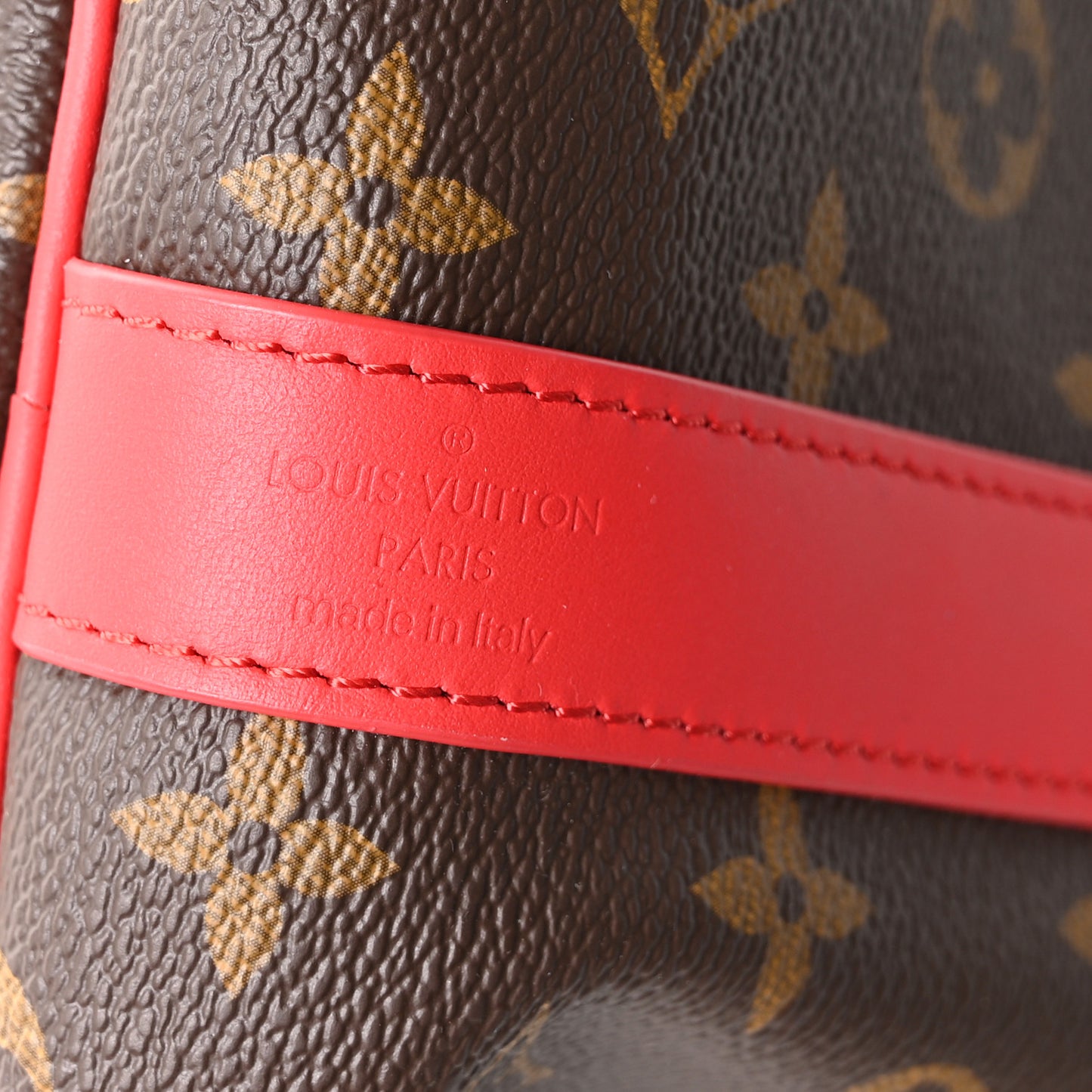 Calfskin Monogram Keepall Bandouliere 50 Coquelicot