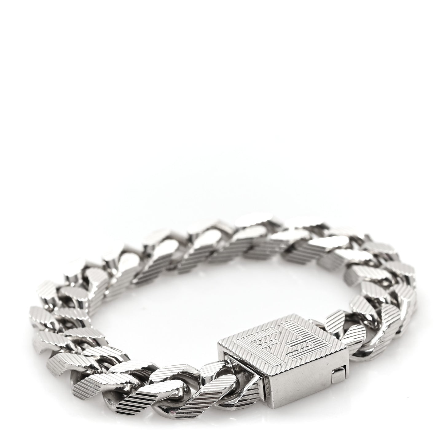 Metal FF Curb Link Bracelet Silver
