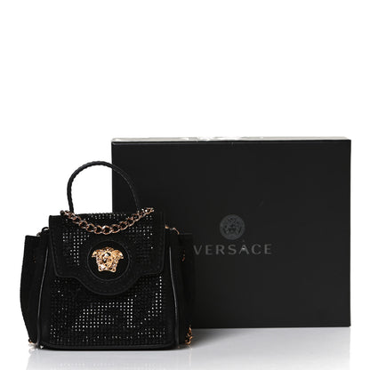 Versace Suede Crystal Studded Micro La Medusa Bag Black 9 of 9