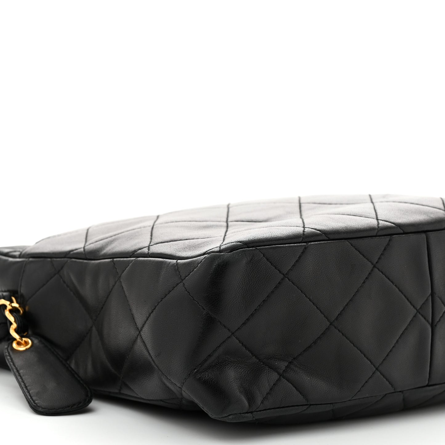 Lambskin Quilted Messenger Bag Black