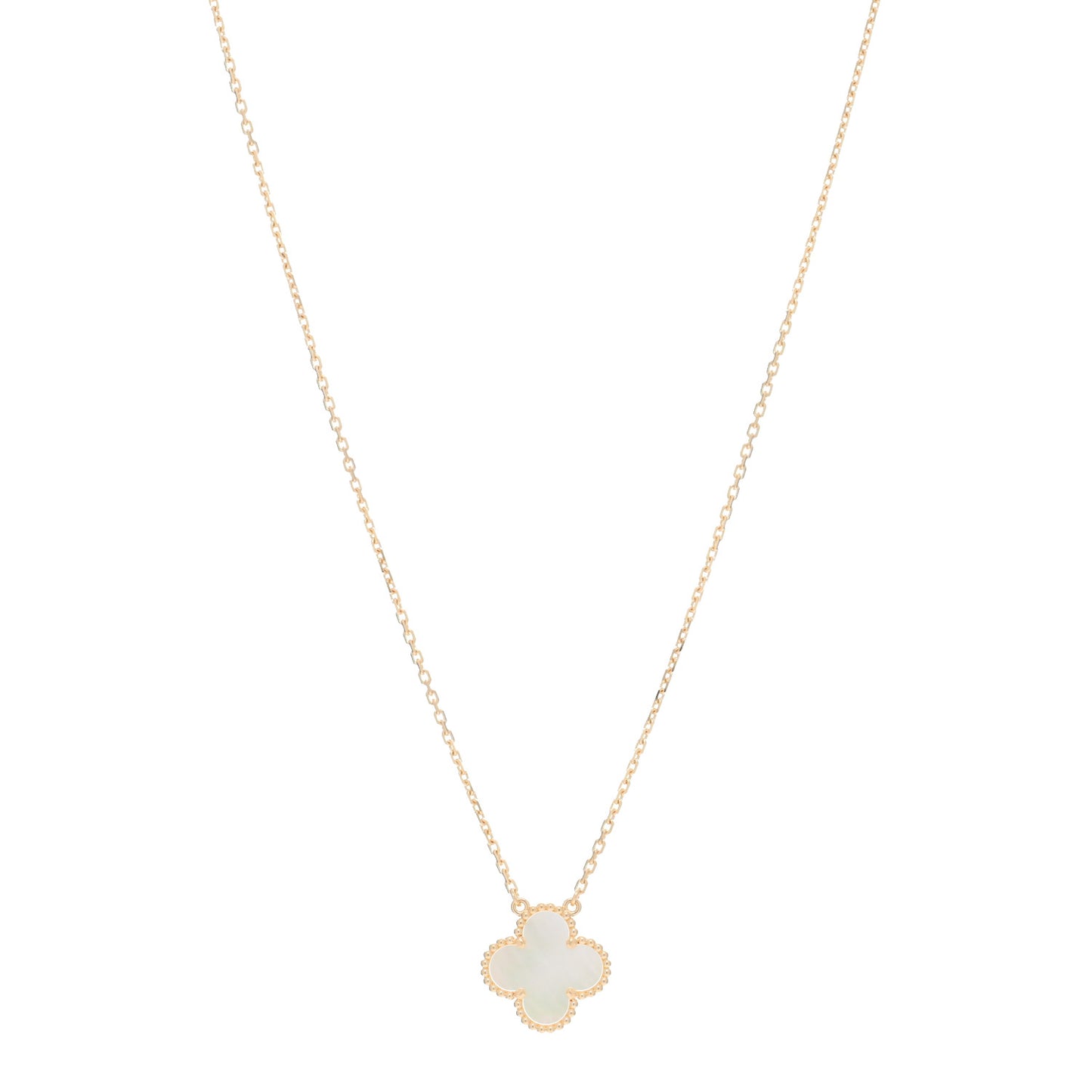 18K Yellow Gold Mother of Pearl Vintage Alhambra Pendant Necklace
