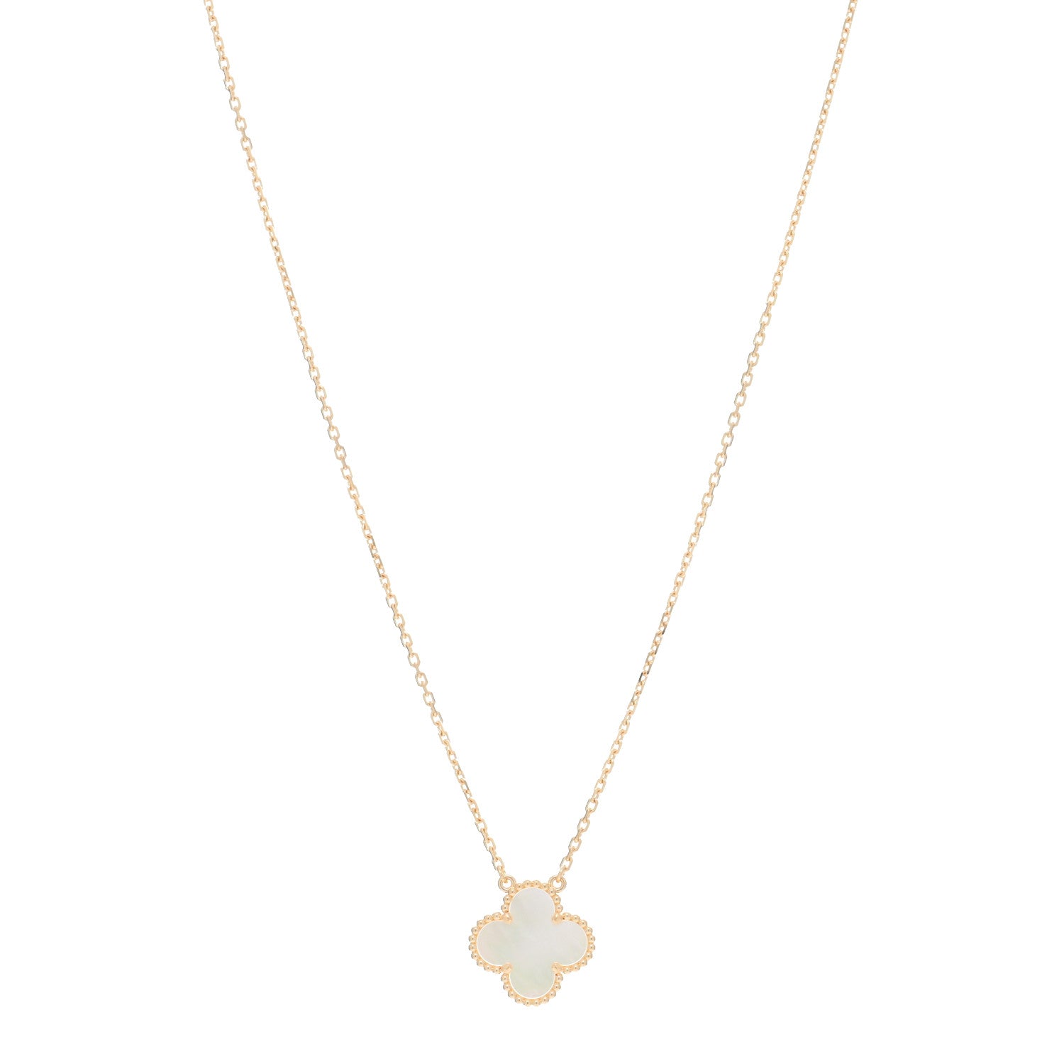 Van Cleef & Arpels 18K Yellow Gold Mother of Pearl Vintage Alhambra Pendant Necklace 1 of 5