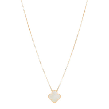 Van Cleef & Arpels 18K Yellow Gold Mother of Pearl Vintage Alhambra Pendant Necklace 1 of 5