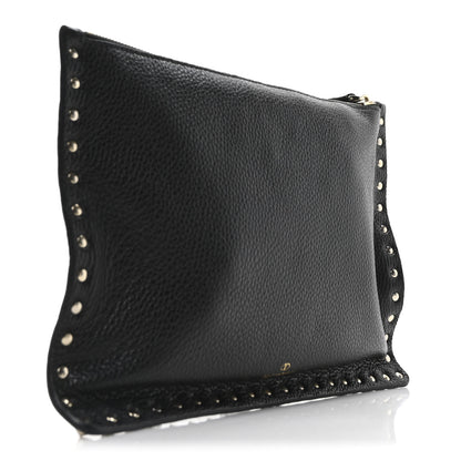 Valentino Garavani Calfskin Rockstud Zip Pouch Black Black 3 of 9