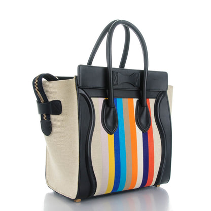 Celine Smooth Calfskin Striped Canvas Micro Luggage Multicolor 3 of 6