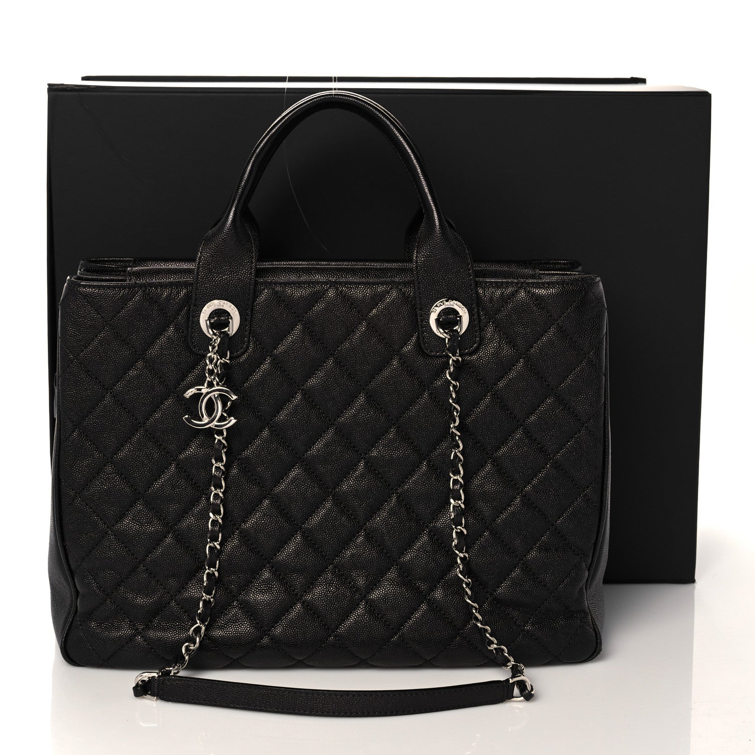 Chanel Caviar Quilted Large Urban Companion Top Handle Shopping Tote Black 9 of 9