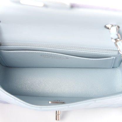 Chanel Perforated Lambskin Quilted Mini Rectangular Flap Light Blue Light Purple White 5 of 9