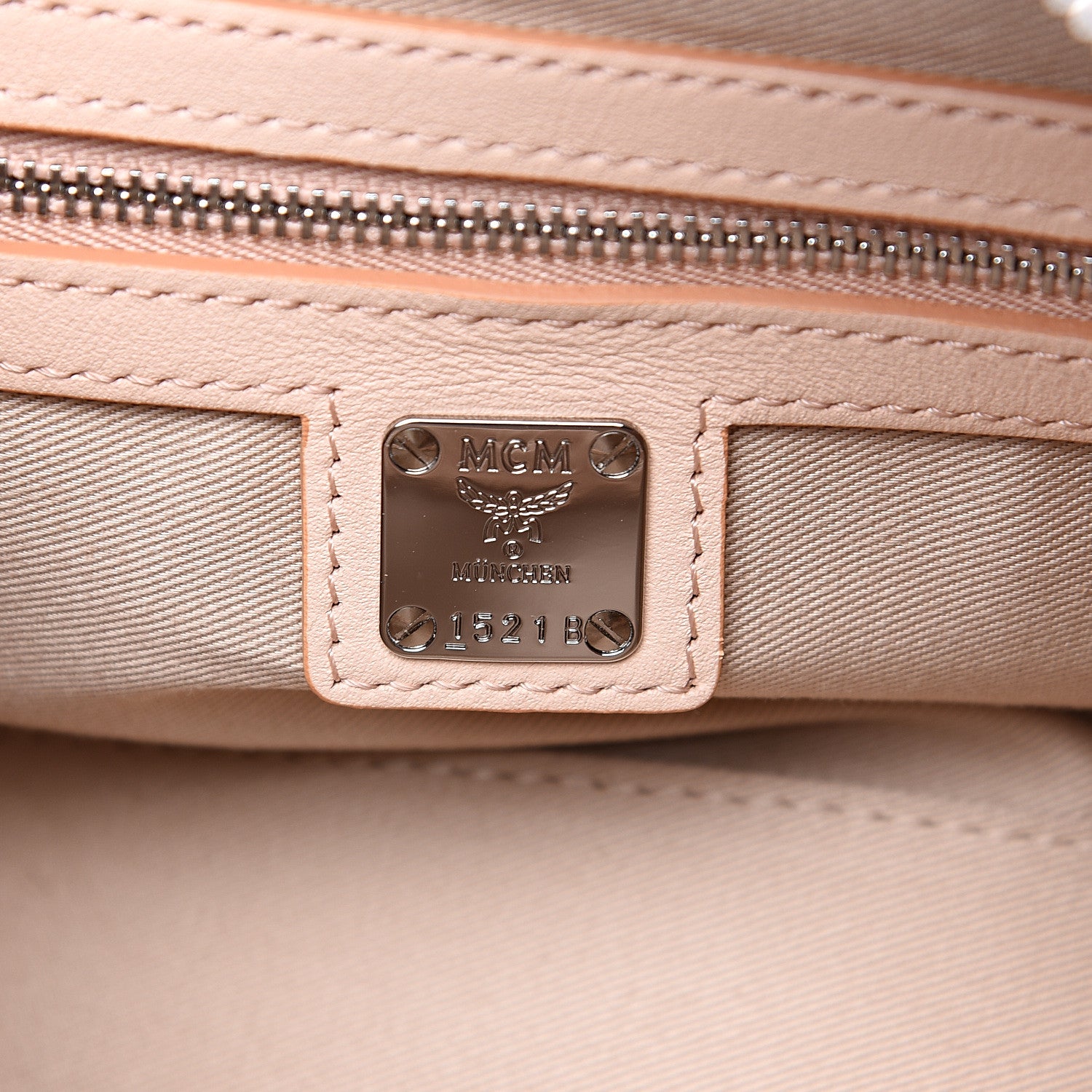 MCM Calfskin Ottomar Monogram Essential Boston Bag Light Pink 5 of 9