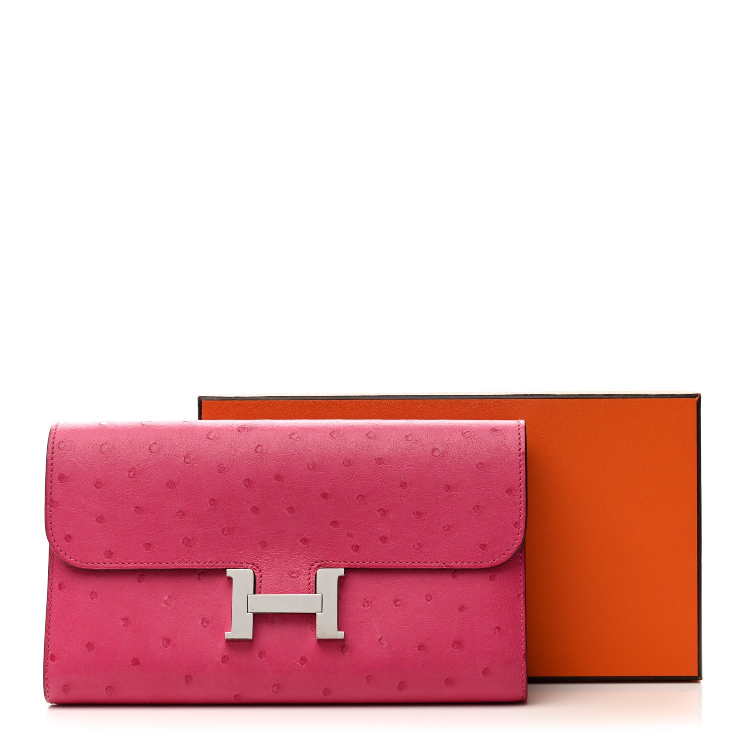 Hermes Ostrich Constance Long Wallet Rose Tyrien 1759490
