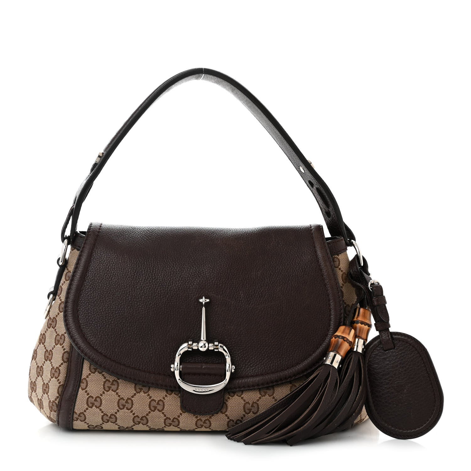Gucci Monogram Medium Techno Horsebit Shoulder Flap Bag Dark Brown 1 of 14