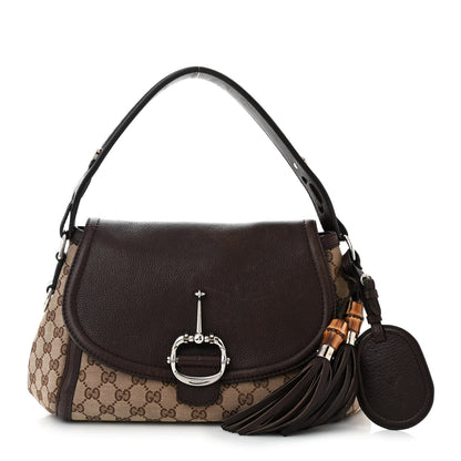 Gucci Monogram Medium Techno Horsebit Shoulder Flap Bag Dark Brown 1 of 14