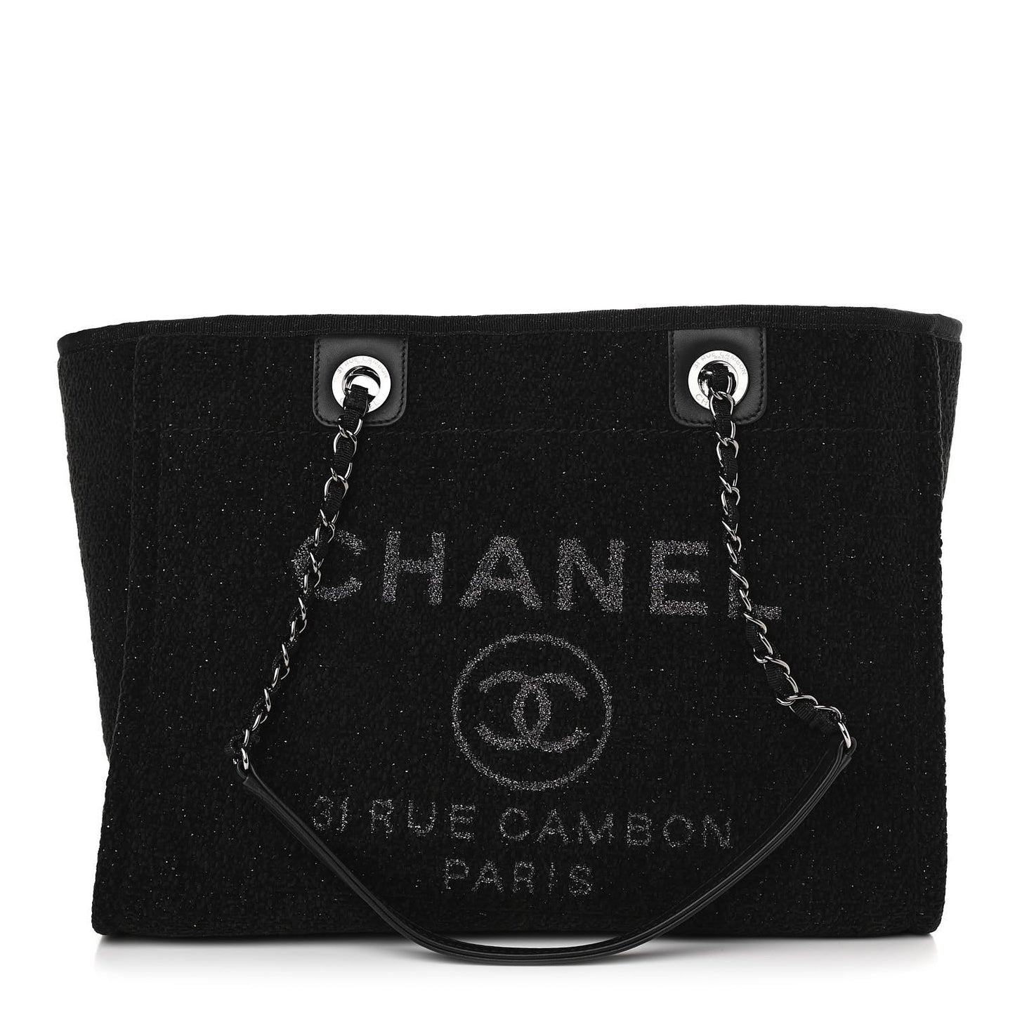 Lurex Boucle Small Deauville Tote Black