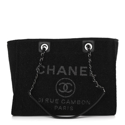 Chanel Lurex Boucle Small Deauville Tote Black 1 of 9