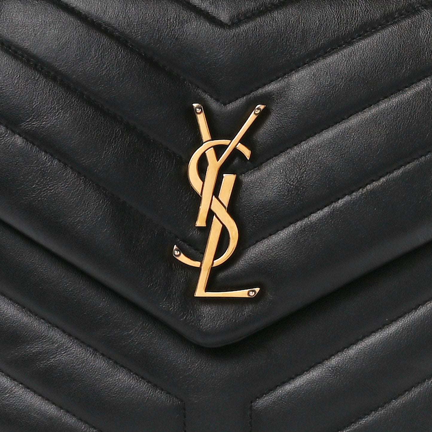 Calfskin Y Quilted Monogram Medium Loulou Chain Satchel Black