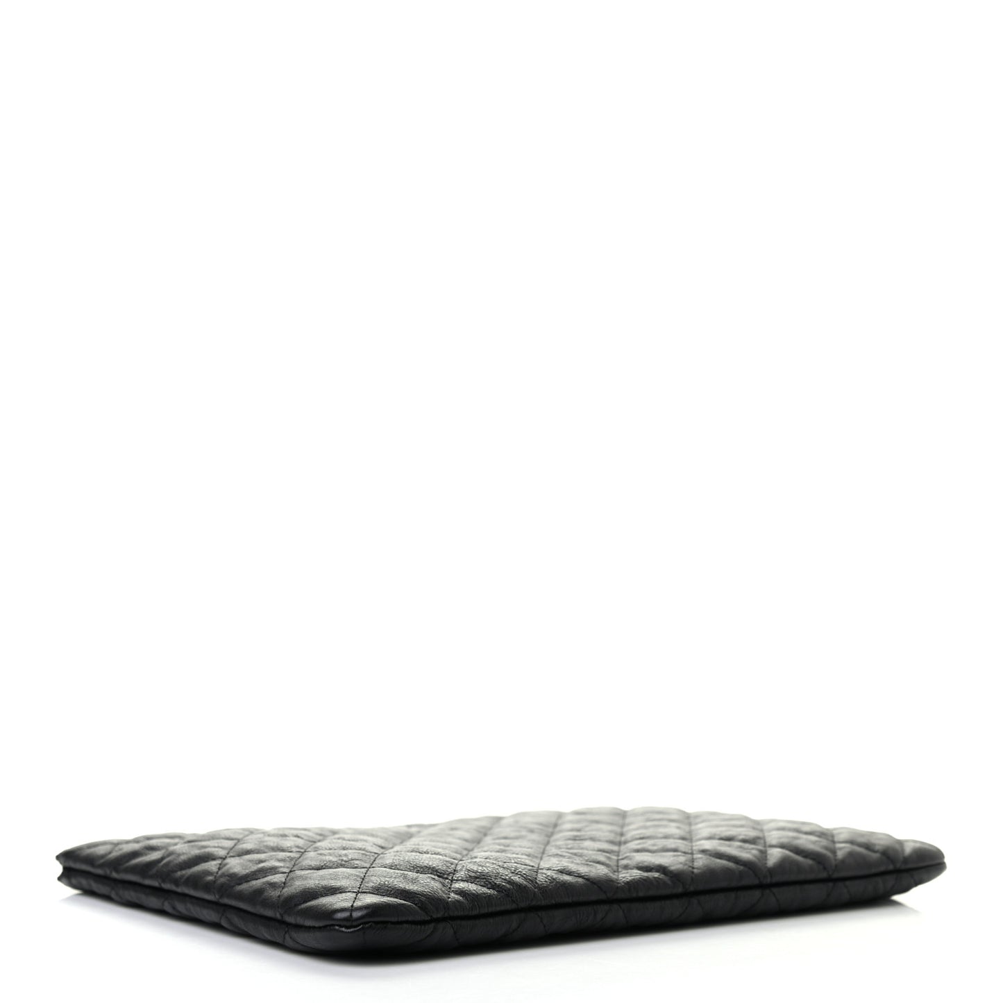 Crumpled Calfskin Quilted Medium Cosmetic Case So Black
