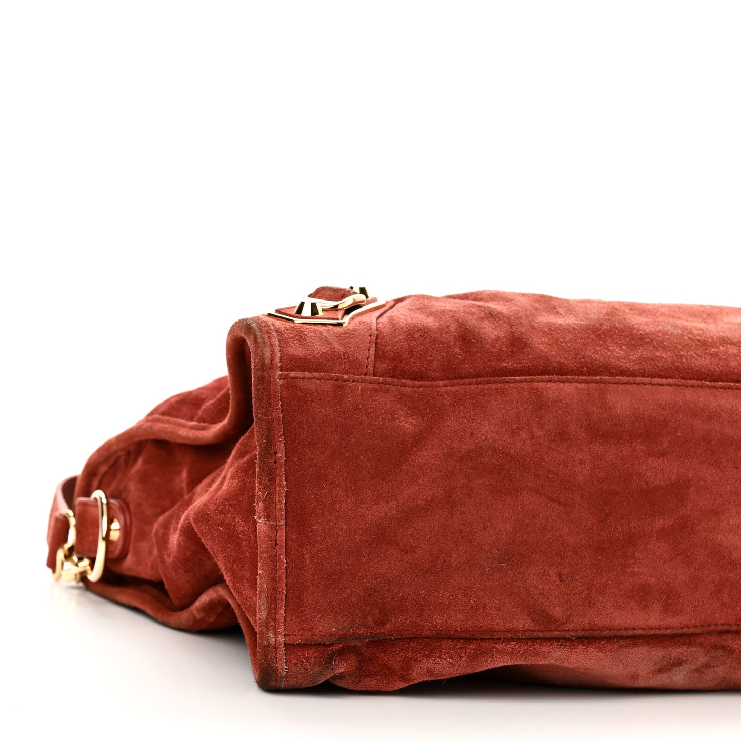 Baby Daim Suede Gold Metallic Edge Hardware City Bois De Rose Fonce