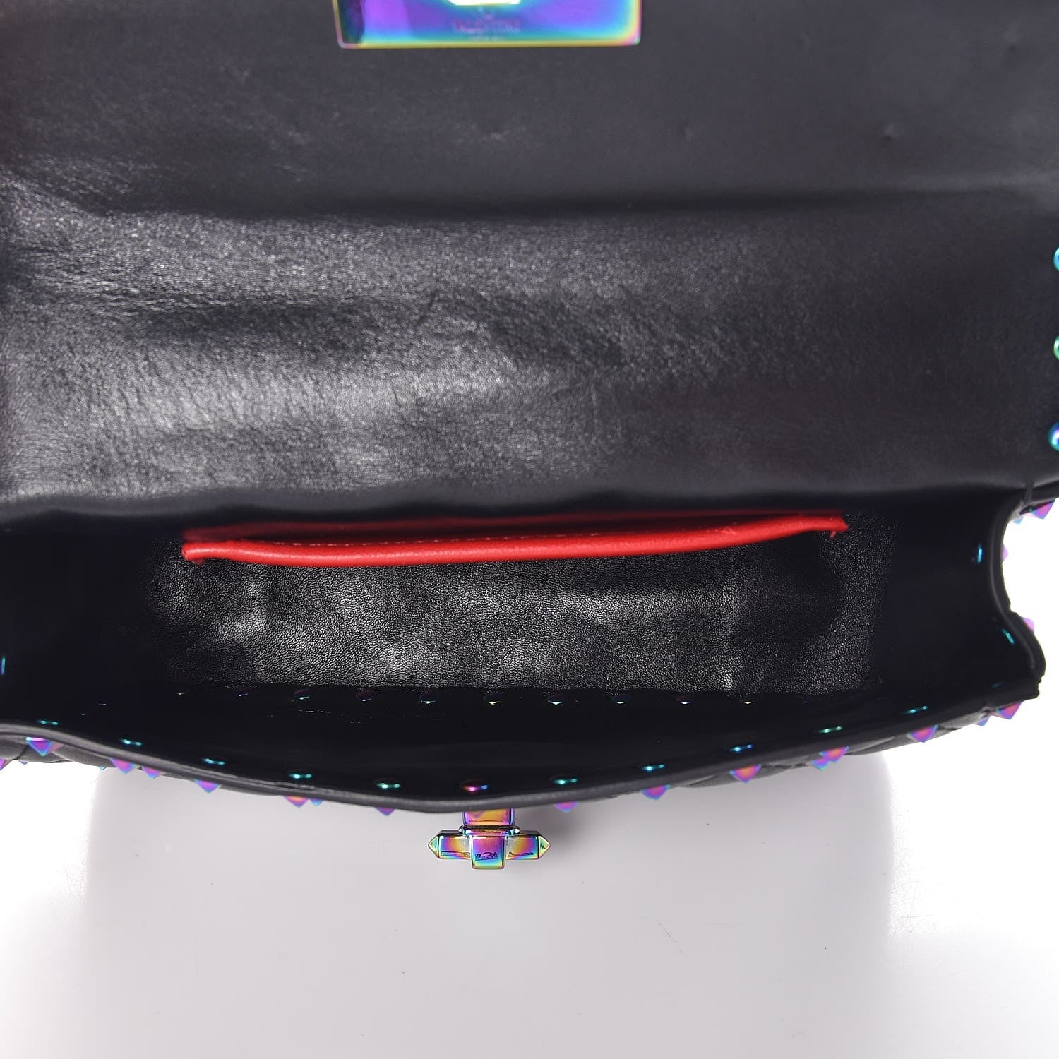 Valentino Garavani Lambskin Oil Slick Small Rockstud Spike Shoulder Bag Black 5 of 8