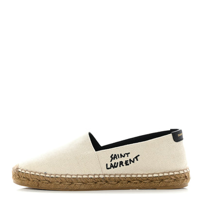 Saint Laurent Canvas Elba Logo Embroidered Espadrilles 38 Panna 1 of 10