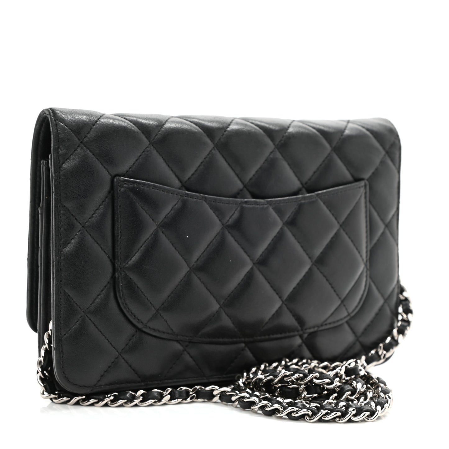 Lambskin Quilted Wallet On Chain WOC Black
