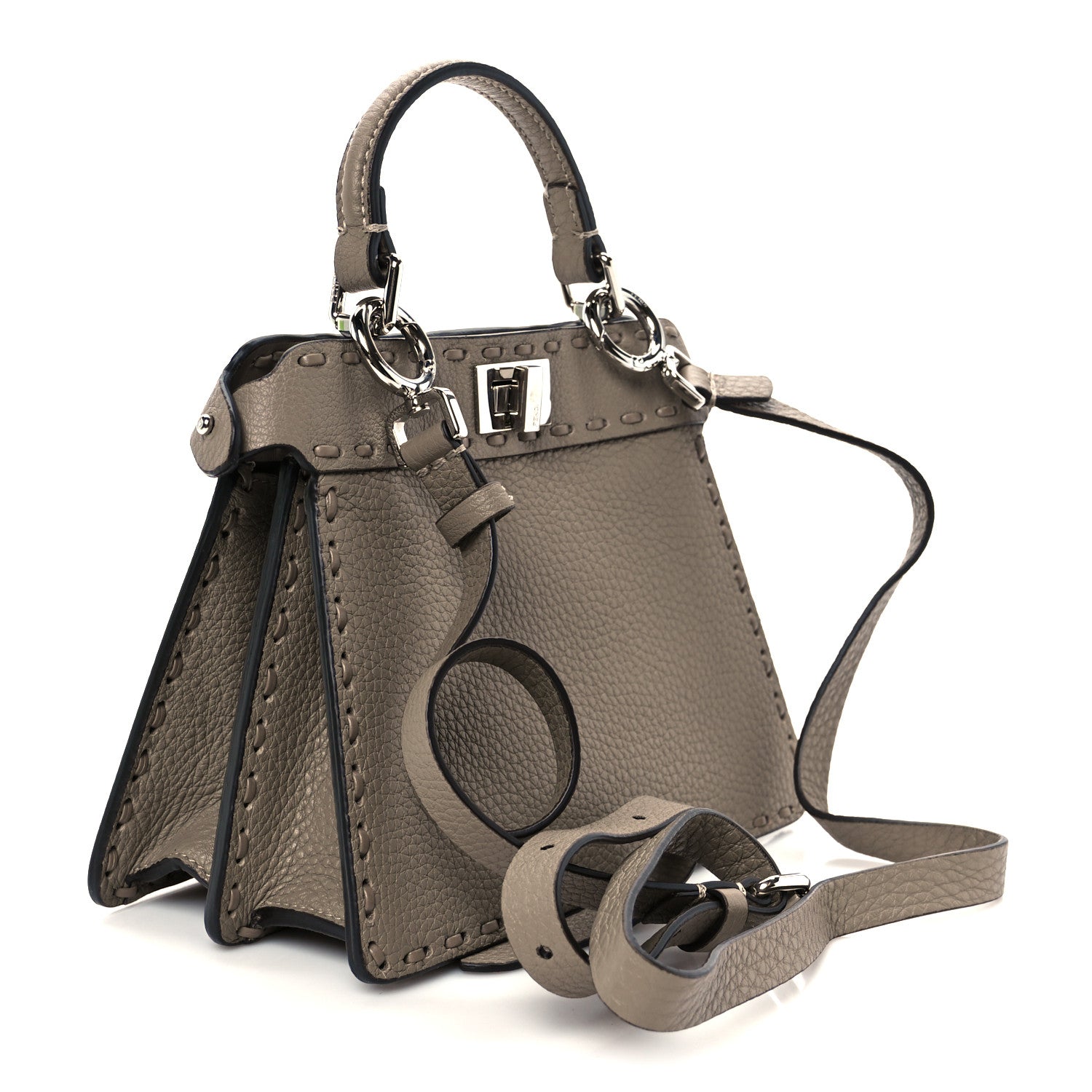 Fendi Cuoio Romano Selleria Mini Peekaboo I SEE U Iconic Satchel Fettuccia 4 of 19