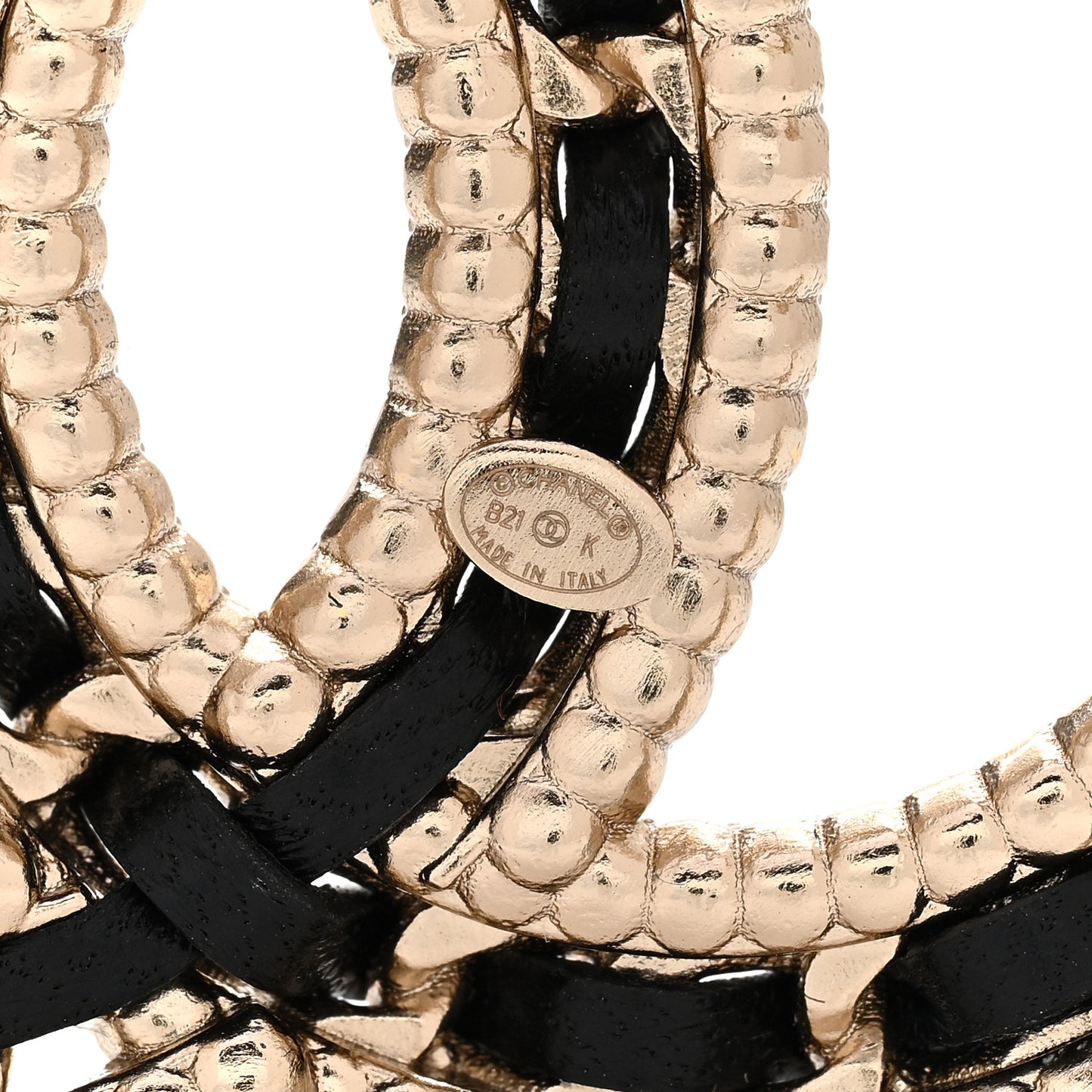 Lambskin Crystal CC Chain Brooch Black Gold