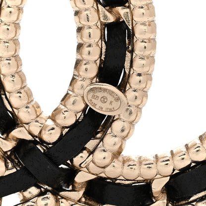 Chanel Lambskin Crystal CC Chain Brooch Black Gold 4 of 5