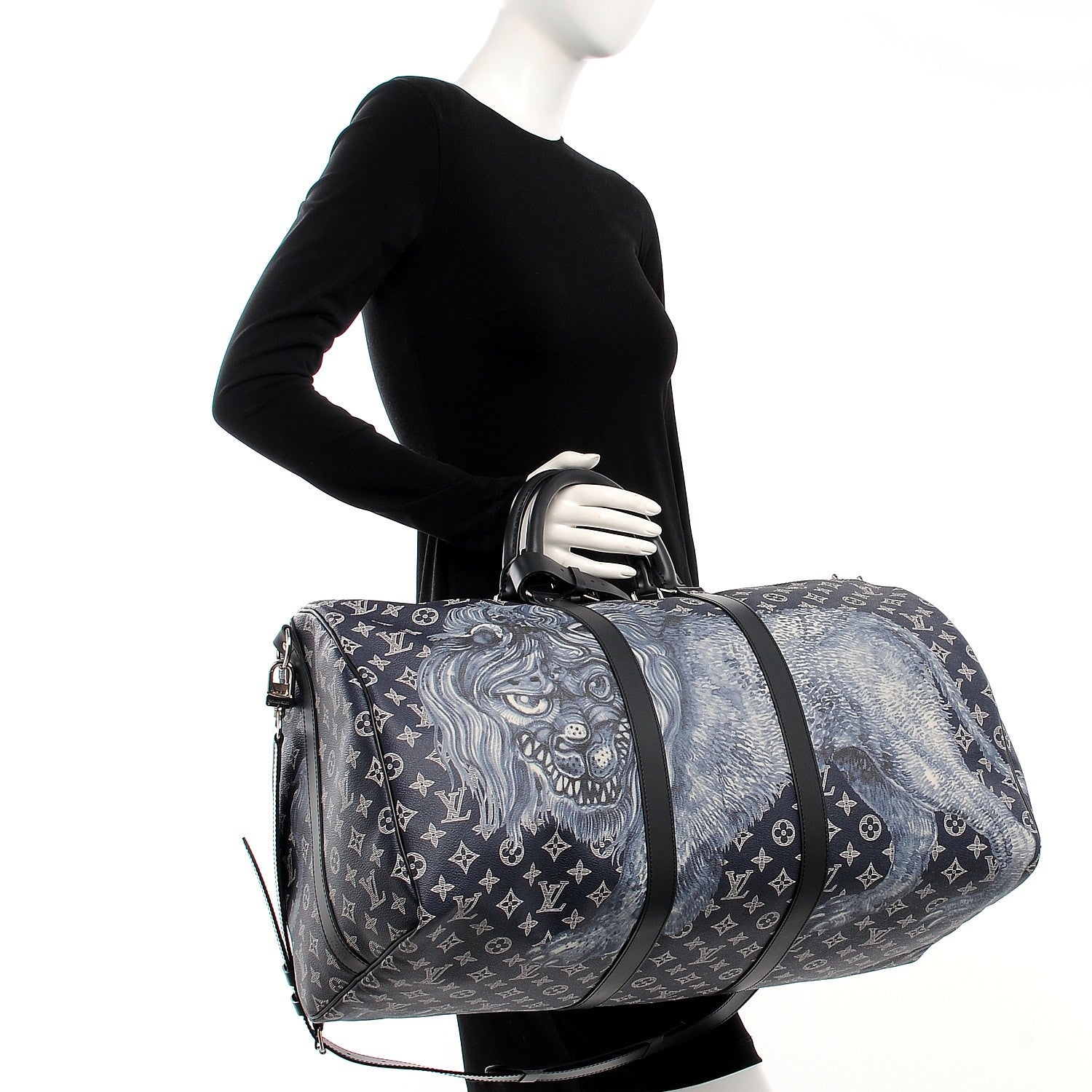 Louis Vuitton Savane Monogram Lion Chapman Keepall Bandouliere 55 Encre 2 of 10