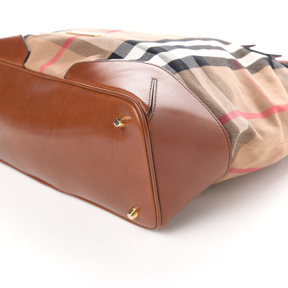 Burberry House Check Bridle Calfskin Medium Whipstitch Tote Light Tan 9 of 11
