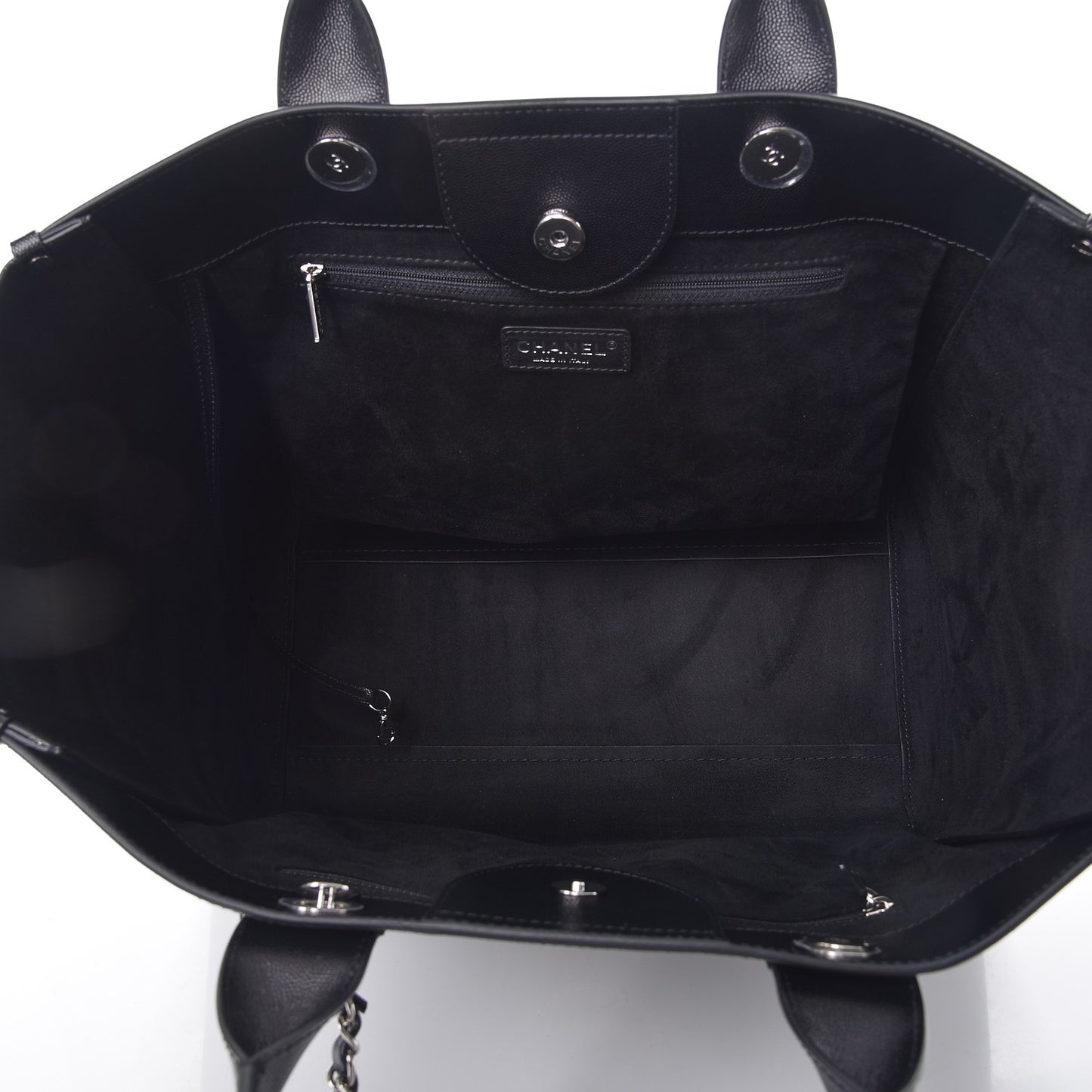 Caviar Medium Studded Deauville Tote Black