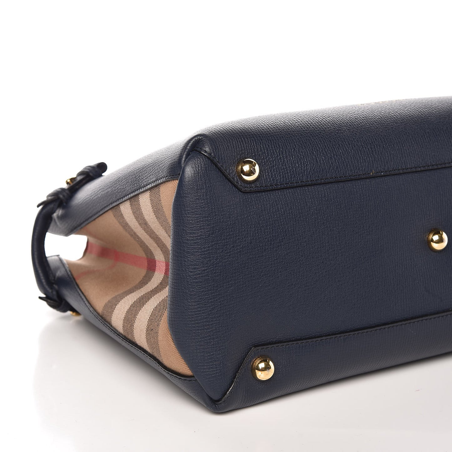 Grainy Calfskin House Check Medium Banner Tote Ink Blue