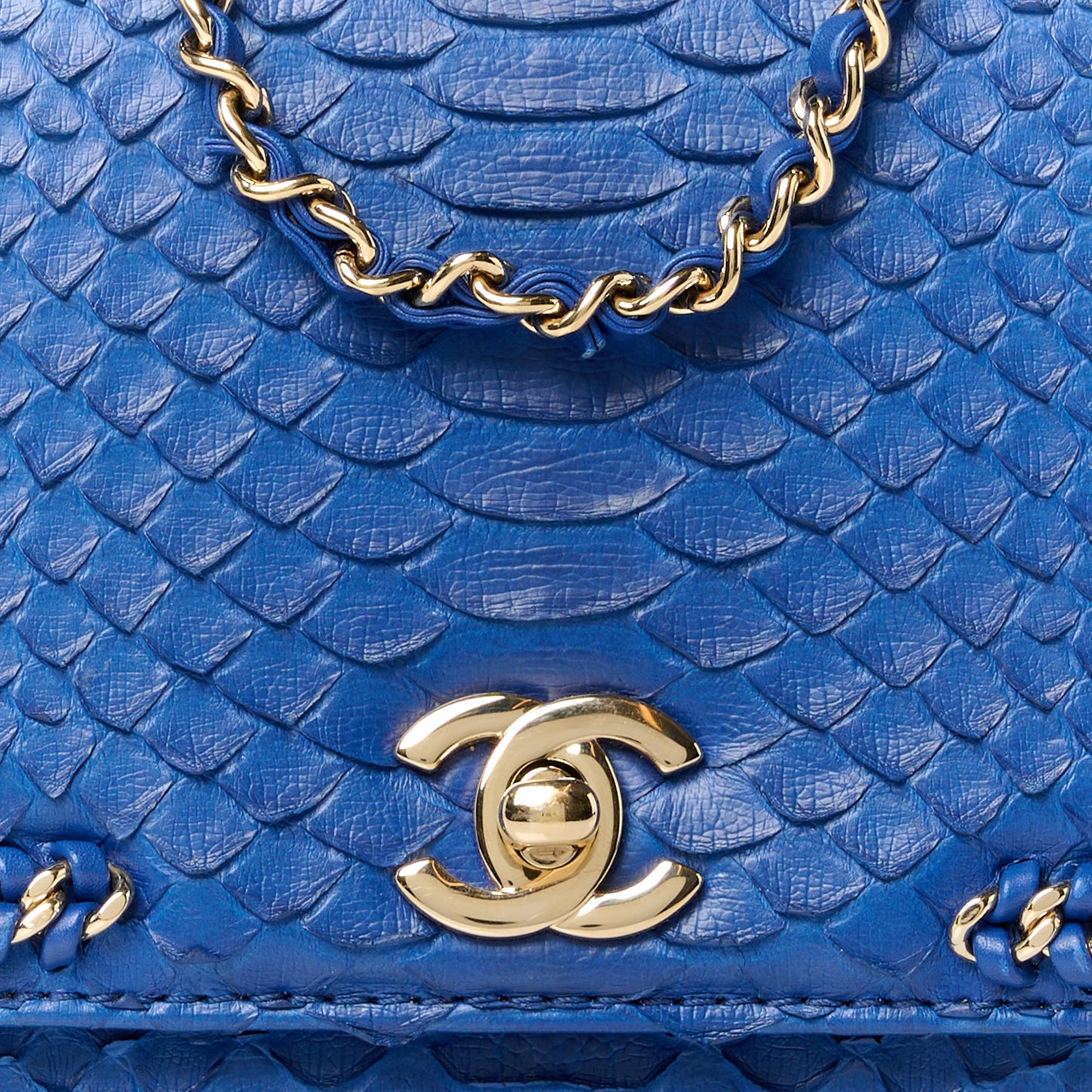 Snakeskin Small Braided Chic Flap Blue