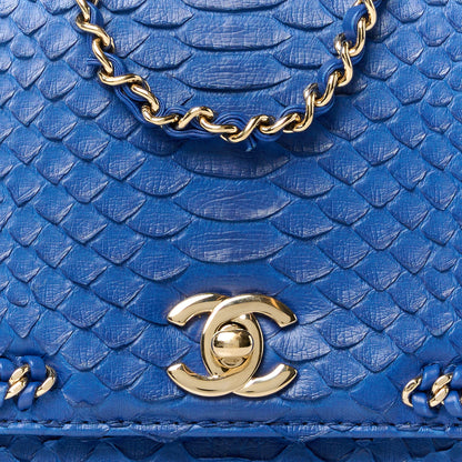 Chanel Snakeskin Small Braided Chic Flap Blue 9 of 11