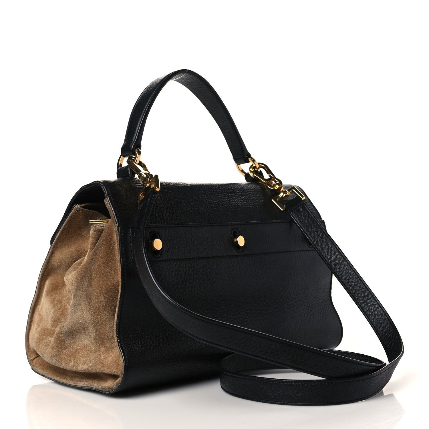 Saint Laurent Calfskin Suede Small Muse Two Black Beige 3 of 10