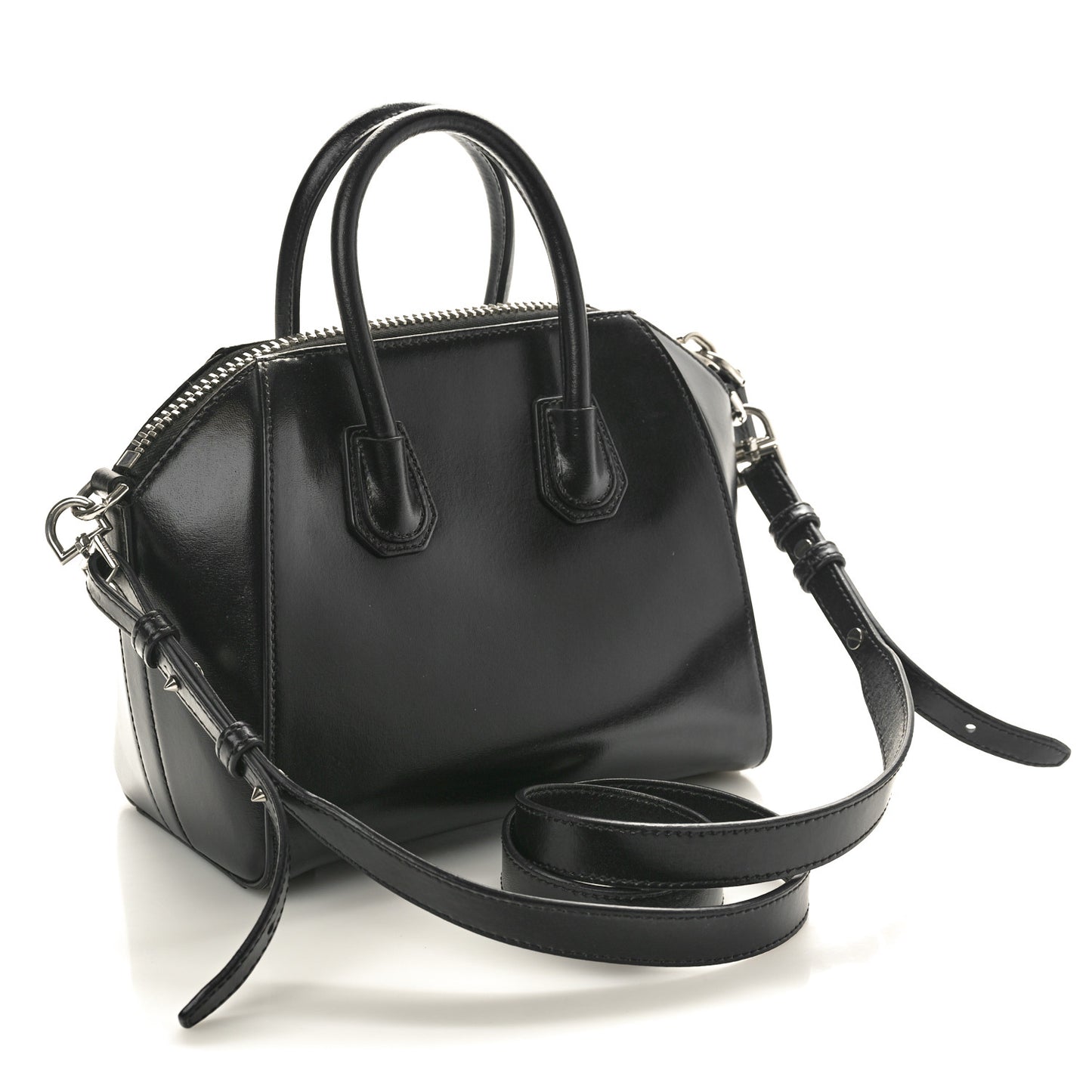 Shiny Lord Calfskin Mini Antigona Black