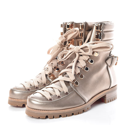 Christian Louboutin Metallic Calfskin Who Runs Flat Boots 38 Colombe 3 of 9