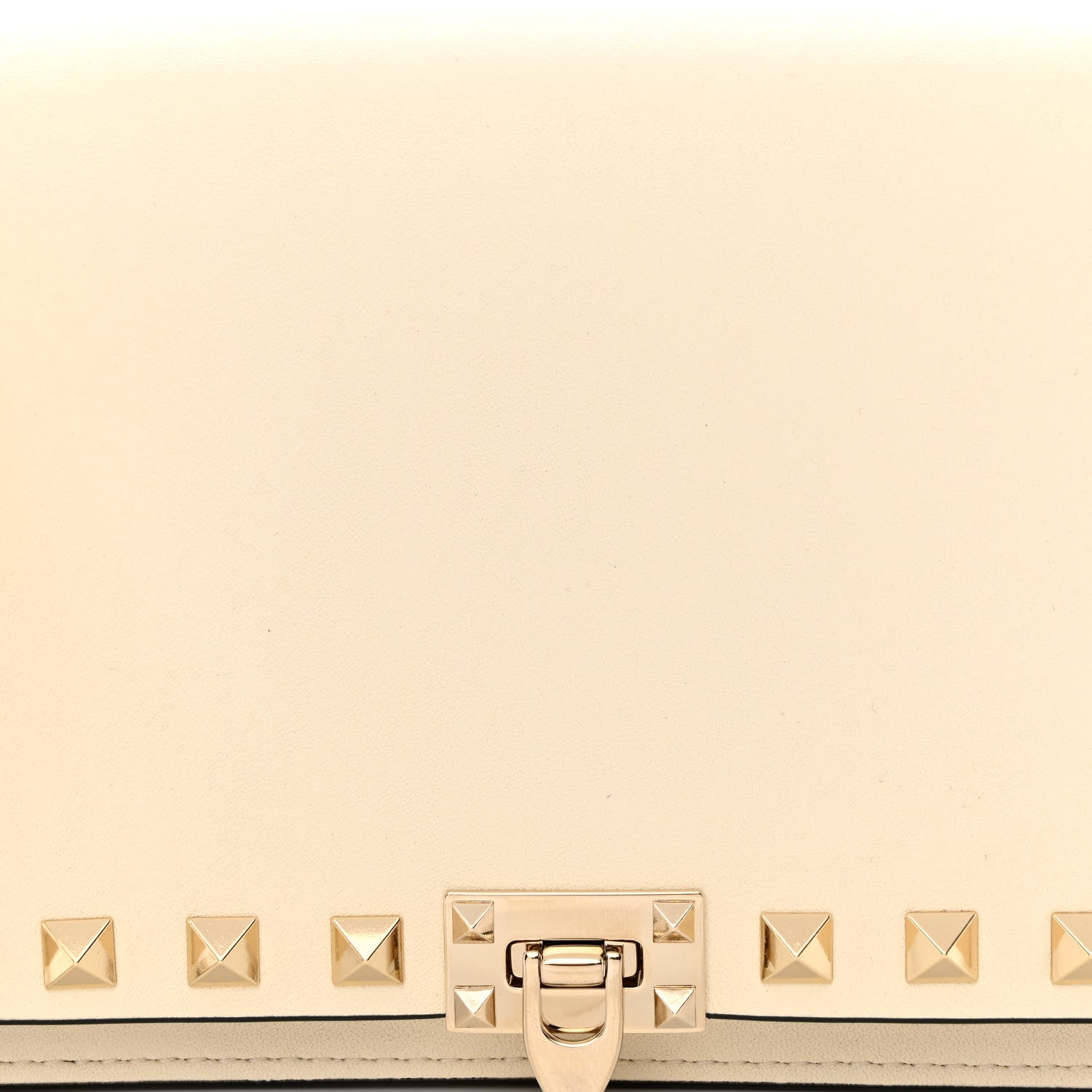 Valentino Garavani Vitello Rockstud Flip Lock Wallet On Chain Light Ivory 7 of 10