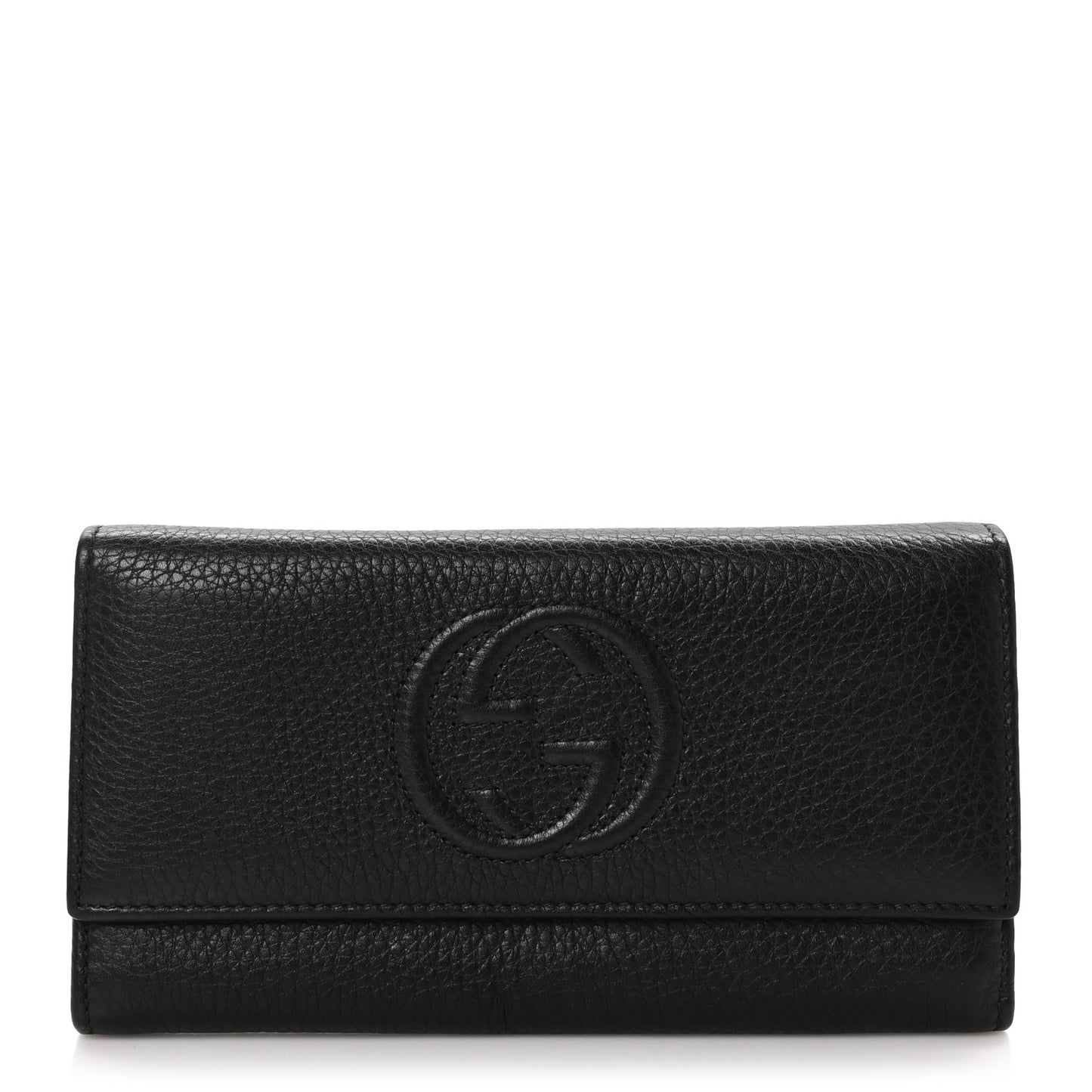 Pebbled Calfskin Large Soho Continental Wallet Black