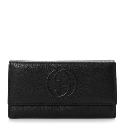 Gucci Pebbled Calfskin Large Soho Continental Wallet Black 1 of 9