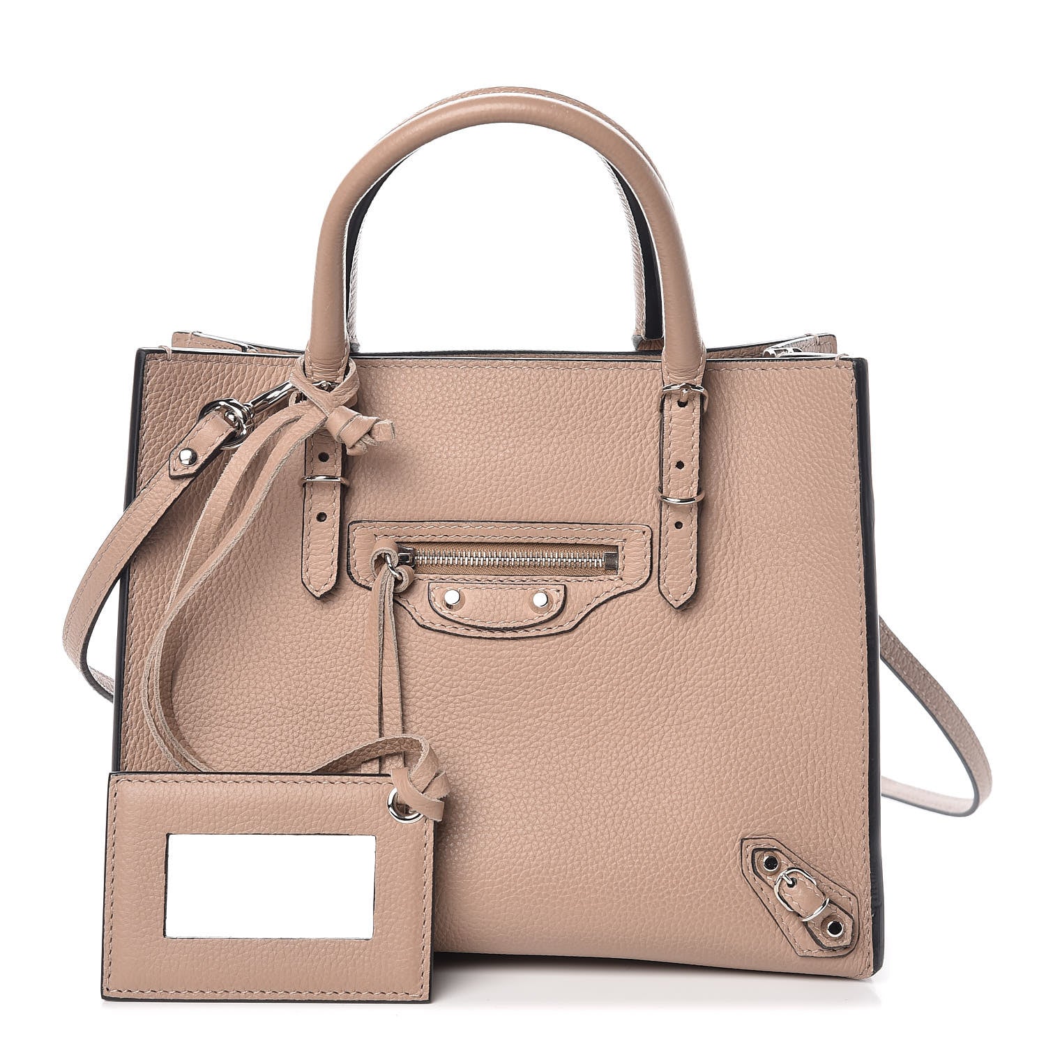 Balenciaga Grained Calfskin Papier Mini A4 Zip Around Tote Beige 1 of 8