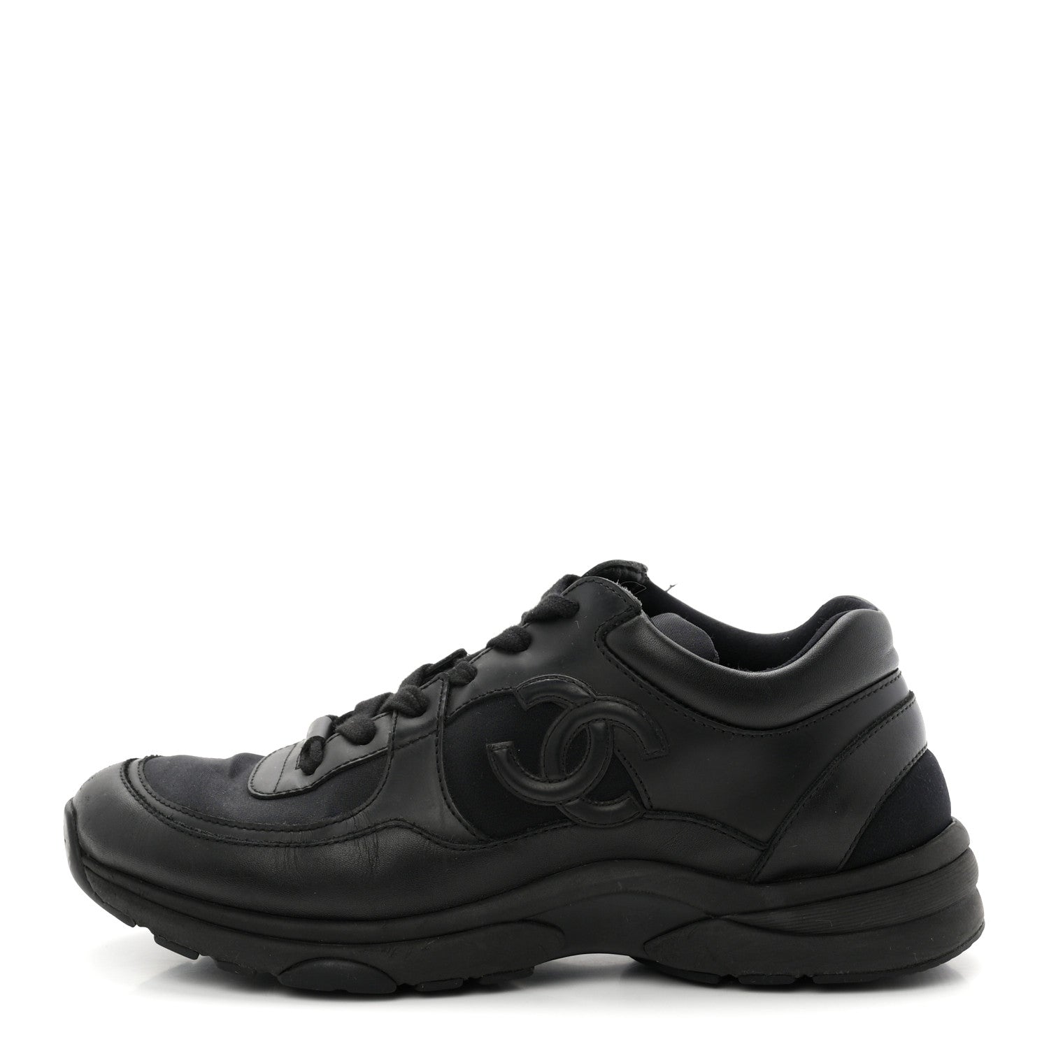 Chanel Lambskin Fabric CC Uniform Sneakers 39 Black 1 of 8