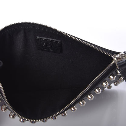 Fendi Vitello Elite Mink Fur Studded Karlito Zip Pouch Black 4 of 9