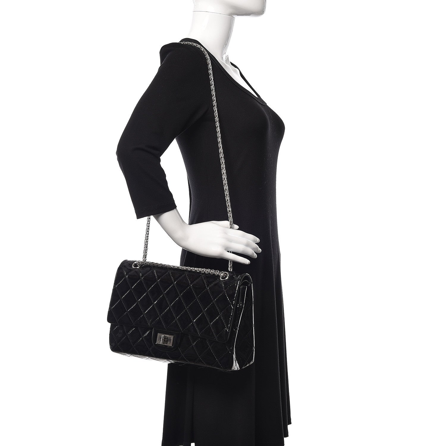 Chanel Distressed Patent Quilted 2.55 Reissue 227 Flap Black 2 of 16