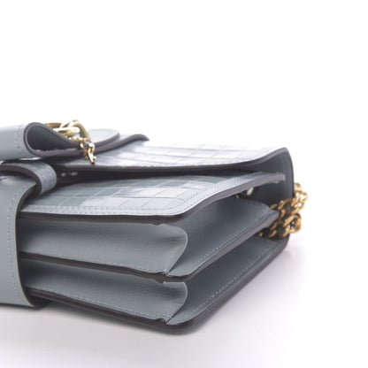 Chloe Calfskin Crocodile Embossed Aby Chain Shoulder Bag Faded Blue 8 of 9